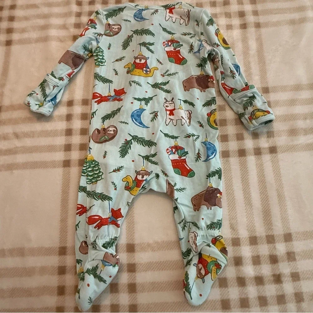 Angel Dear Newborn Holiday Animals Bamboo Viscose Footie Sleeper and Hat Set